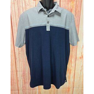 Travis Mathew Mens Polo Shirt Large Gray & Navy Colorblock